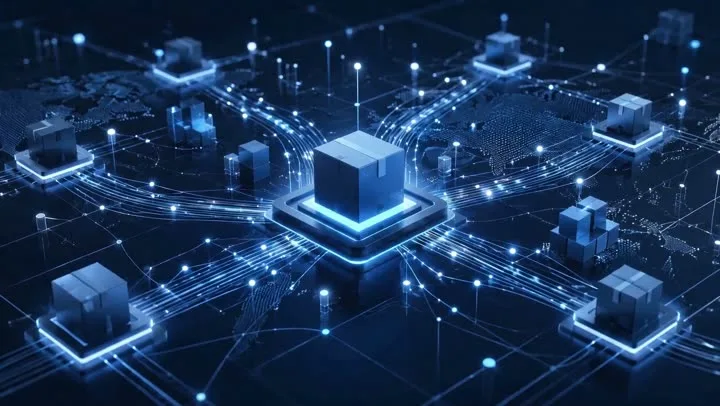 Abstraktes digitales Netzwerk für E-Commerce und Plattformvertrieb